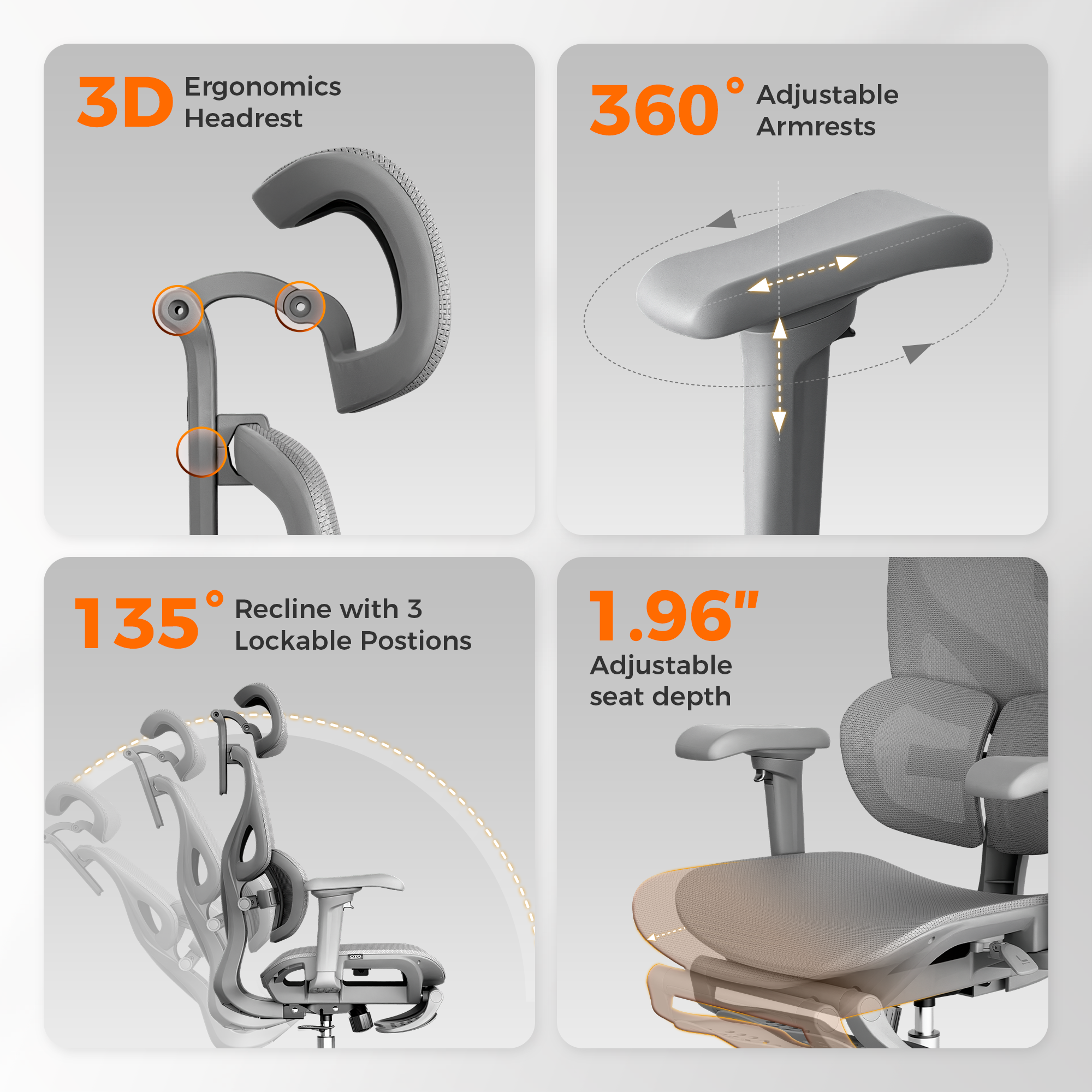 OTO Zenpex Ergonomic Office Chair for Home Office & Gaming - Gray