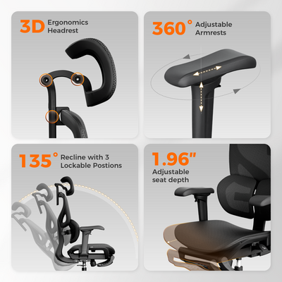 OTO Zenpex Ergonomic Office Chair for Home Office & Gaming - Black