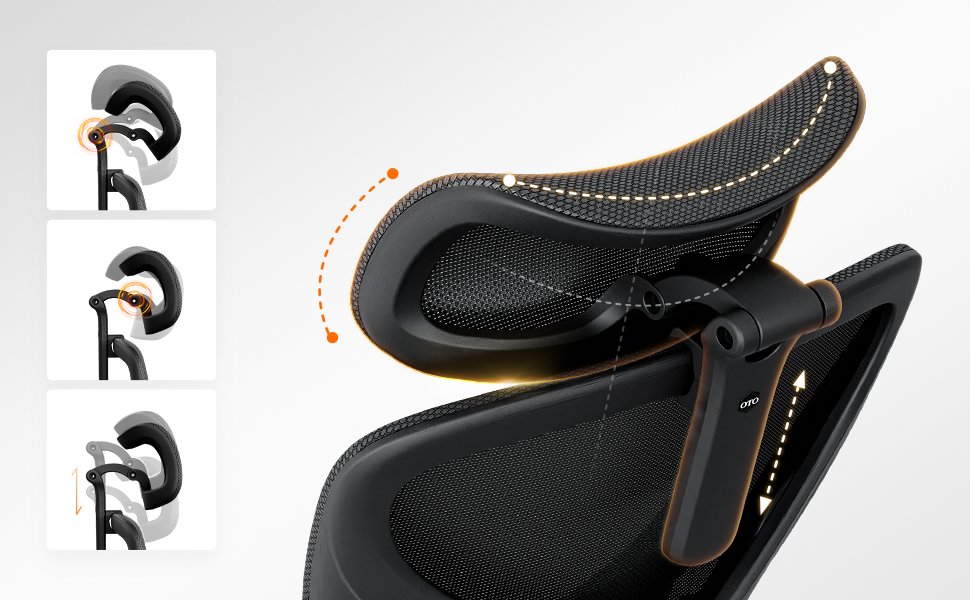 Multi-angle neck support for work and recline.