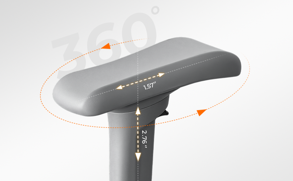 360° armrest adjustment for a more natural fit.