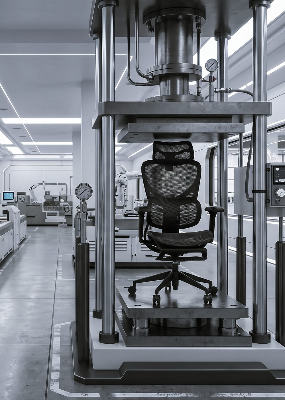 OTO testing lab with chair on durability equipment
