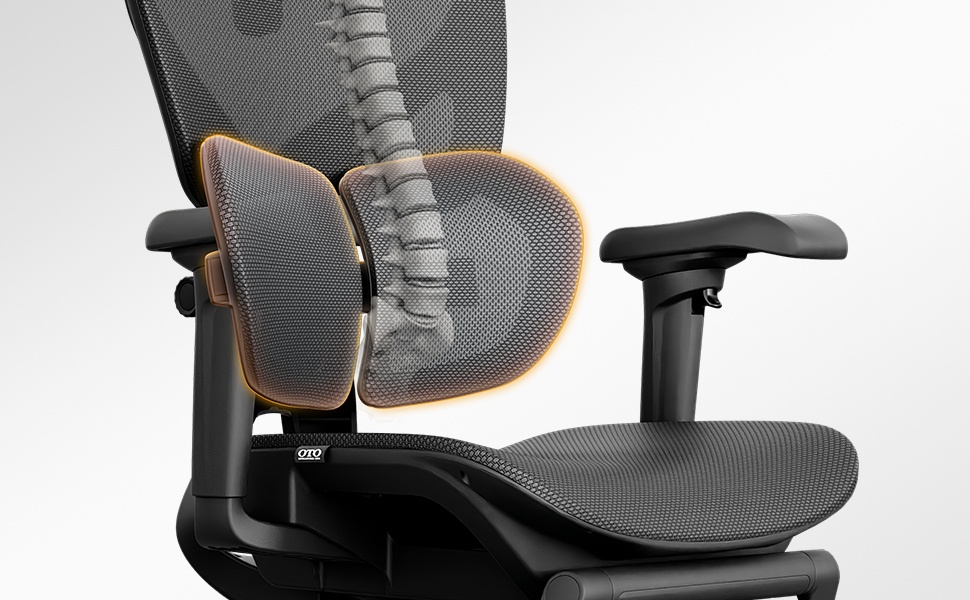 Adaptive lumbar support that moves with your posture.
