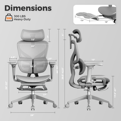 OTO Zenpex Ergonomic Office Chair for Home Office & Gaming - Gray