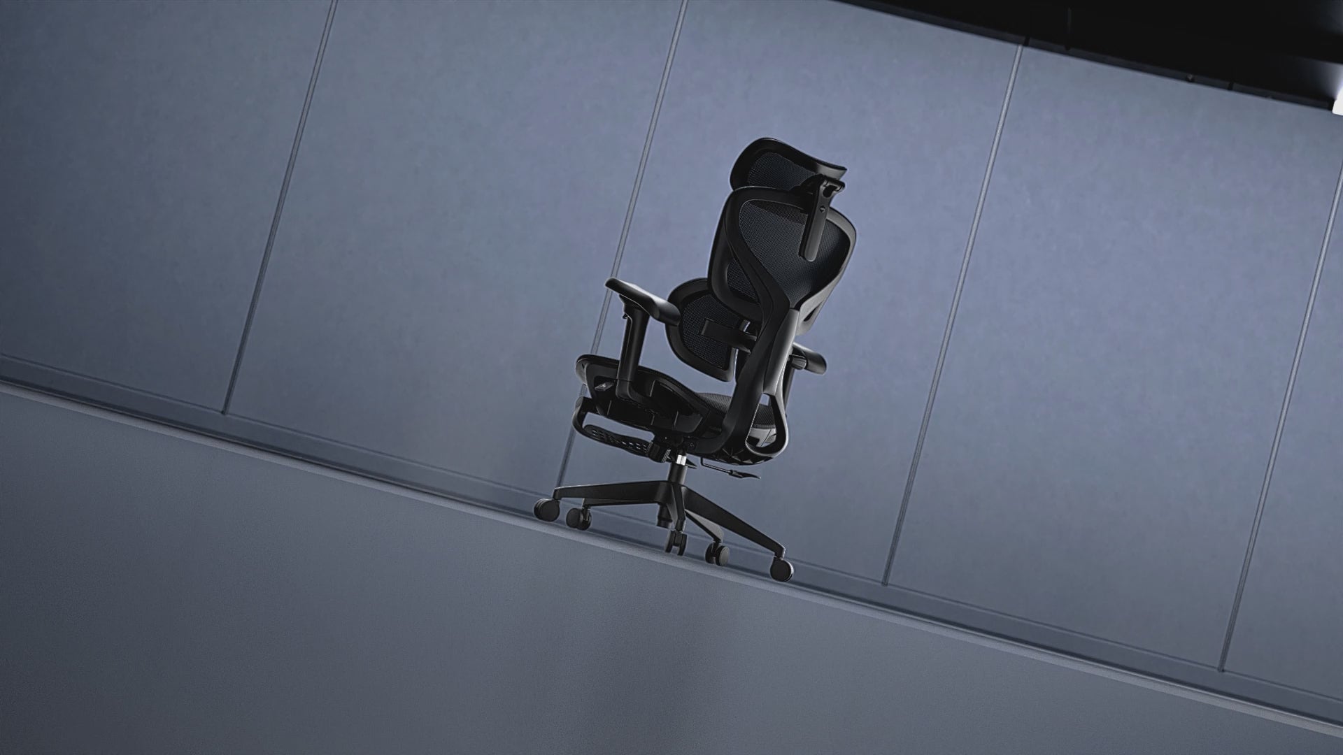 Load video: Video showing the Zenpex ergonomic chair with adjustable seat depth, three-position reclining backrest, and pull-out footrest for different sitting and resting positions.